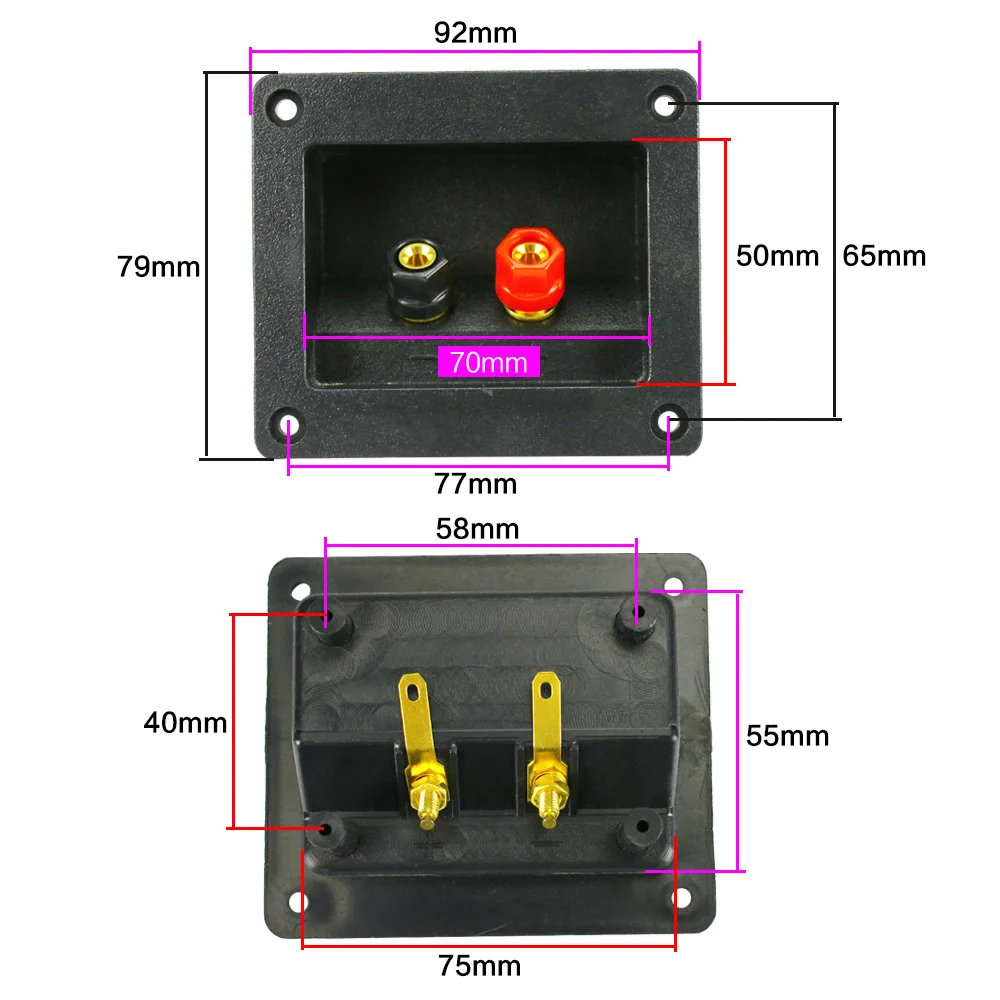 Ghxamp динамик Клеммная плата динамик распределительная коробка с 2 медными винтами связывающие порты 92*79 мм два подключения платы 2 шт