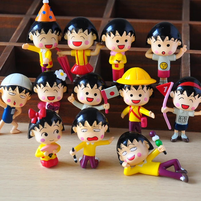 

12pcs/lot 5cm Chibi Maruko Chan Action Figures Sakura Momoko Dolls PVC Figure Garage Kit Toy Brinquedos Anime