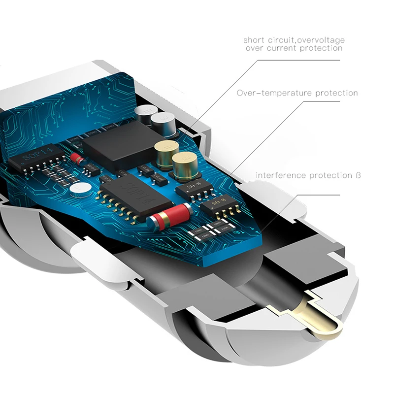 Быстрое Автомобильное зарядное устройство QC3.0 с двумя usb портами 12 В 24 два порта