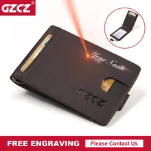 High Quality Men’S Genuine Leather Money Clips Fashion RFID Men Wallet Mini Male Purse Money Clip Clamp For Money Free Engrave