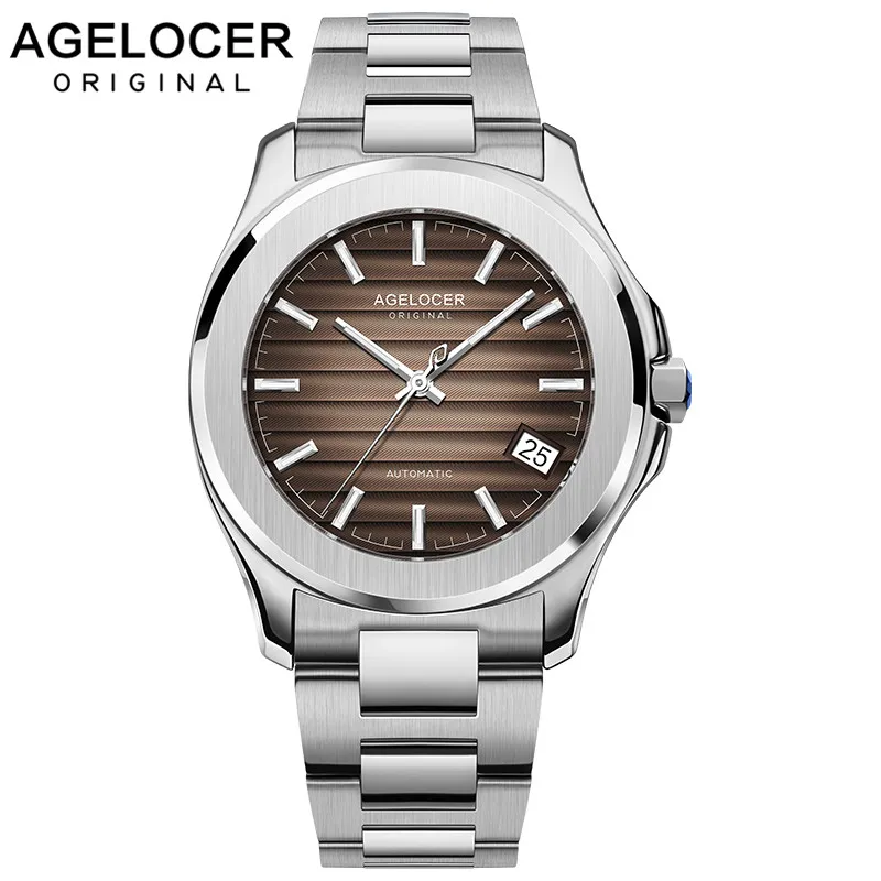Agelocer оригинальные резервные светящиеся часы автоматические часы самоветер Модные мужские водонепроницаемые часы из нержавеющей стали 6304A9