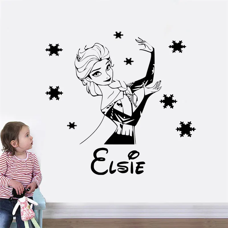 

Personalized Girls Name Elsa Frozen Princess Wall Sticker Vinyl Art Home Decor Nursery Custom Kids Room Bedroom Decal Mural 3N35