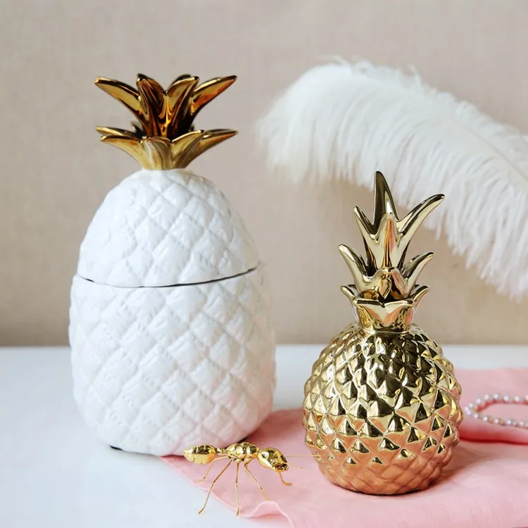  Modern Gold Ceramic Creative Pineapple Ornaments Minimalist Home Bedroom Decorations Pineapple Whit - 32862433608