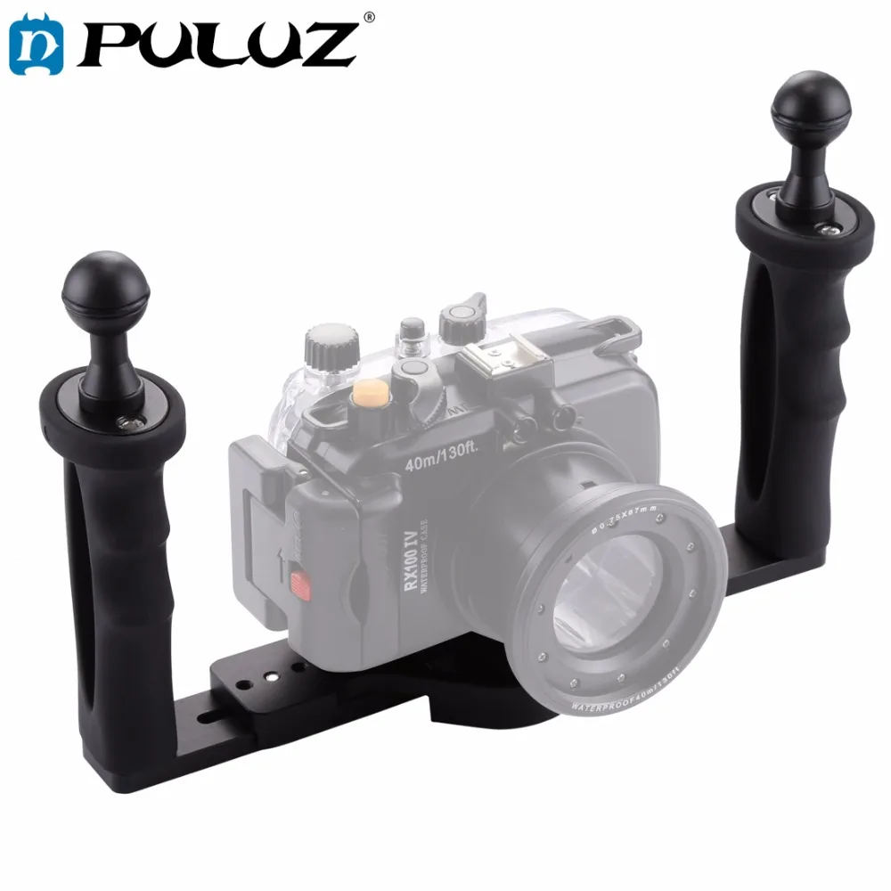 PULUZ Dual Handle Aluminium Tray Stabilizer Rig for Underwater Camera Housing Case Diving Tray Mount for