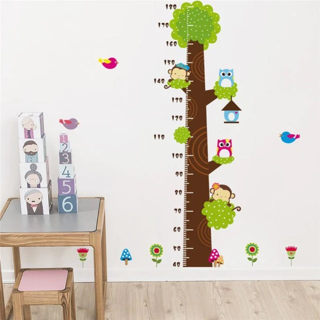 Cartoon Erfly Flower Tree Growth Chart Wall Sticker Home Decor Cartoon Erfly Flower Tree Growth Chart Wall Sticker Home Decor Diy Ruler Animal Stickers For Children Bedroomwall Decals