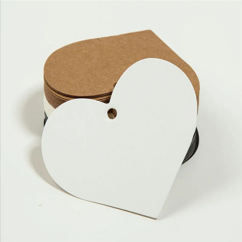 

100pcs Heart Kraft Paper Tags Christmas Card White Black DIY Craft Paper Gift Tags Blank Luggage Label 6.5*5cm