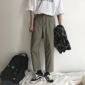 

2019 Men's Leisure Cotton Casual Pants Loose Cargo Pocket Haren Pants Green/black Color Active Elastic Trousers Plus Size M-XL