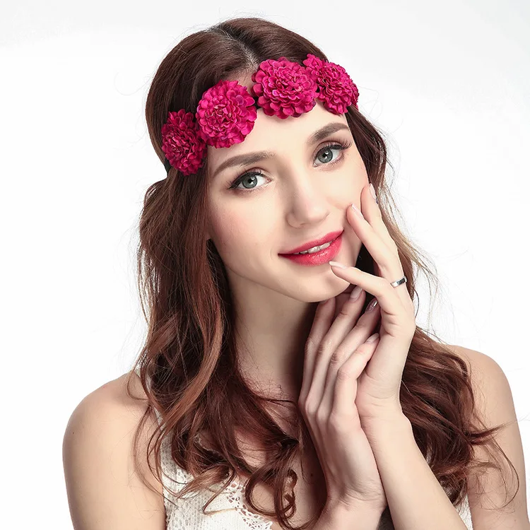 

New Cheap Wedding Flower Crown Headband Women Headwear Wedding Floral Wreath Bridesmaid/Bridal Headpiece Female Flower Headdress