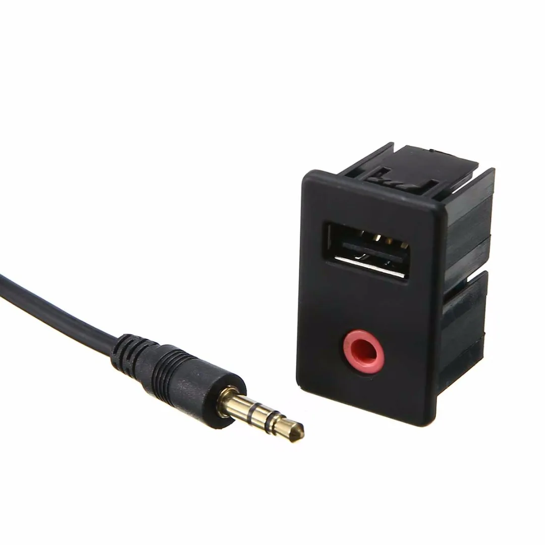 Car Auto 3.5mm AUX Headphone Adapter Flush Mount Audio Modification Panel Input Adapter Kit Car