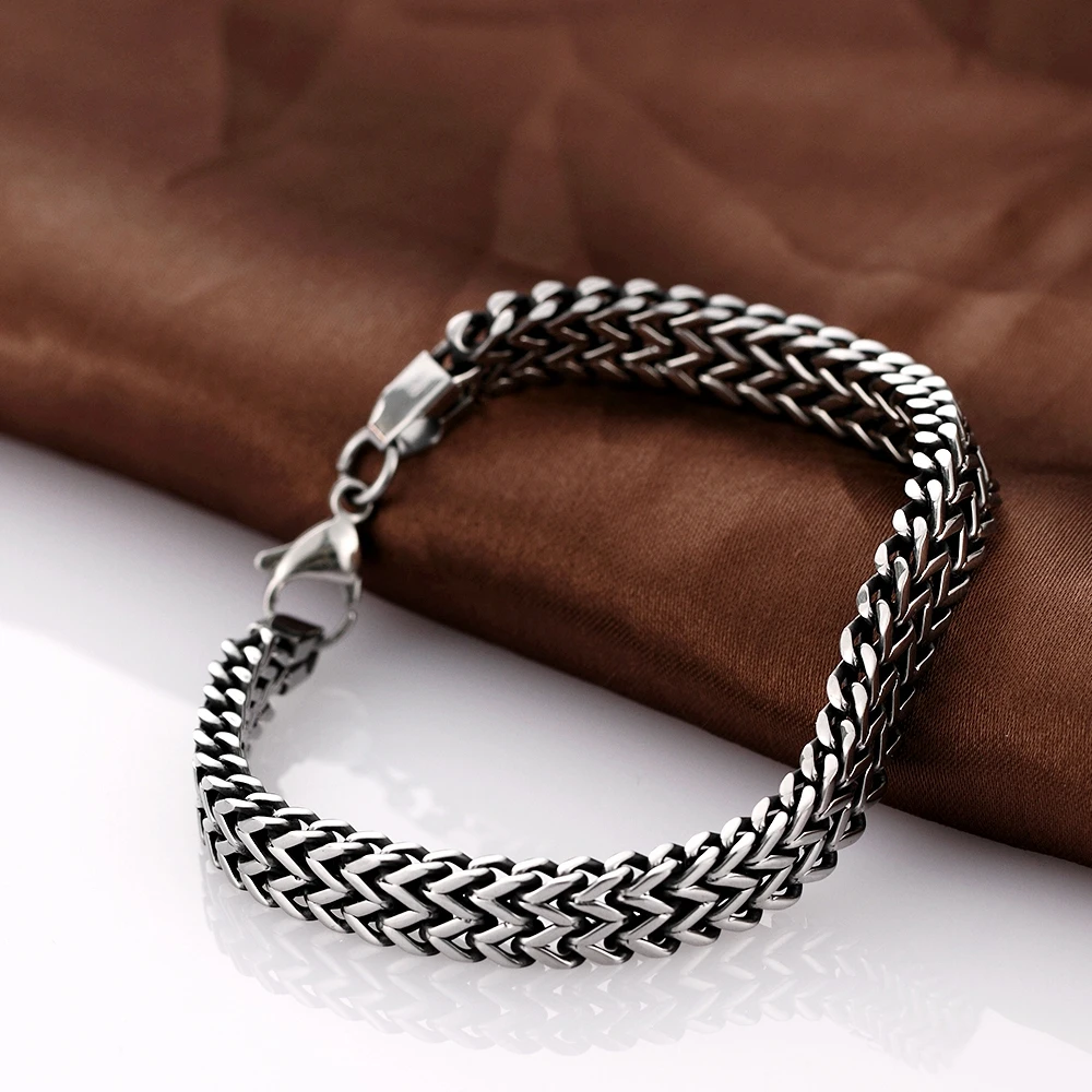 Мужской двухслойный браслет из змеиной цепи 6 х11 мм|steel stainless bracelet|bracelet mch bracelet |
