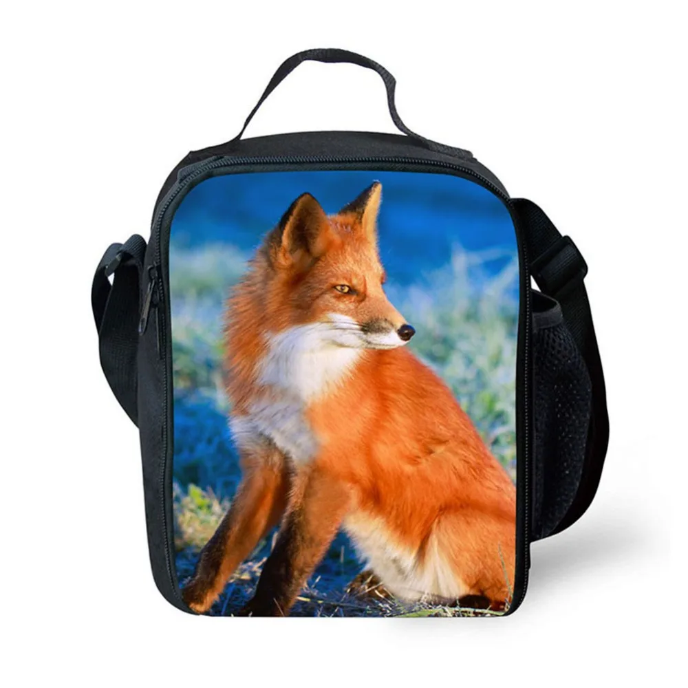 Imagem da Raposa Térmico dos Alimentos Bags para Mulheres Moda Portátil Almoço Isolados Bolsa Picnic Lunch Homens Crianças Refrigerador Lancheira 3d