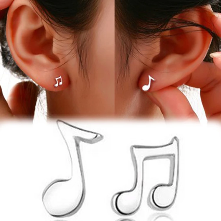 Fashion Lovely Music Note Stud Earrings With Silver Plated Fashion Lovely Music Note Stud Earrings With Silver Plated Penntes Ear Charm Earring Women Jewelry Drop Shipping In From