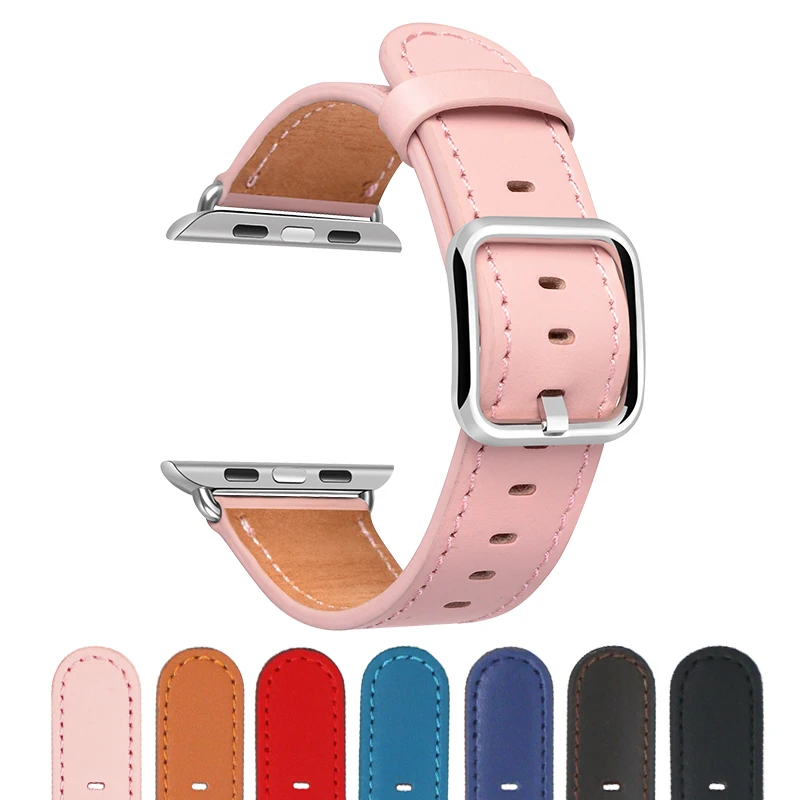 Ремешок из натуральной кожи для apple watch парусиновый браслет iwatch 3/2/1 38 мм 42 ремешок