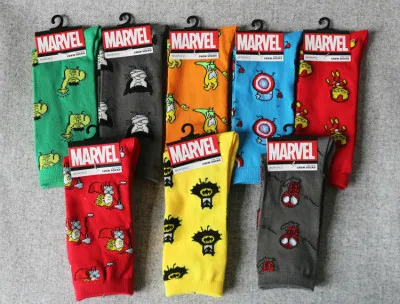 

new anime spiderman socks superman iron man american captain cartoon cotton casual comfortable warm Green giant socks cosplay