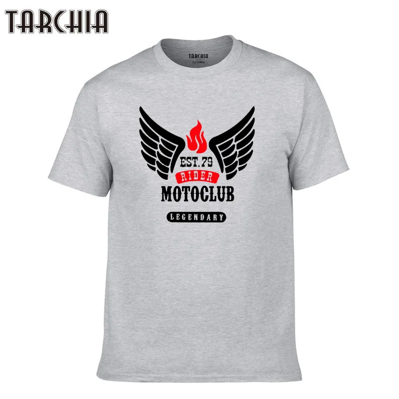TARCHIA 2021 Tees Tops Homme Print Cotton Short Sleeve Motoclub Rider New Summer T Shirt Casual Slim Men Plus Size Fashion | Мужская
