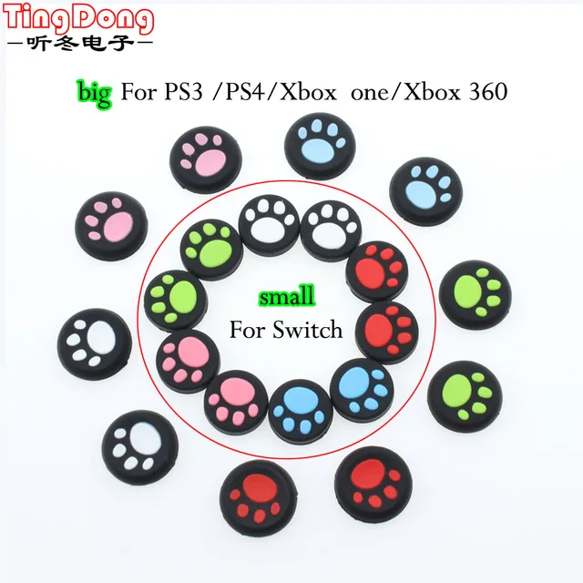 Cheap 2pcs Silicone Analog Thumb Sticks Caps for switch Silicone Thumbstick Grip Cover Caps Cat Paw for PS3 PS4 Xbox One Xbox 360  