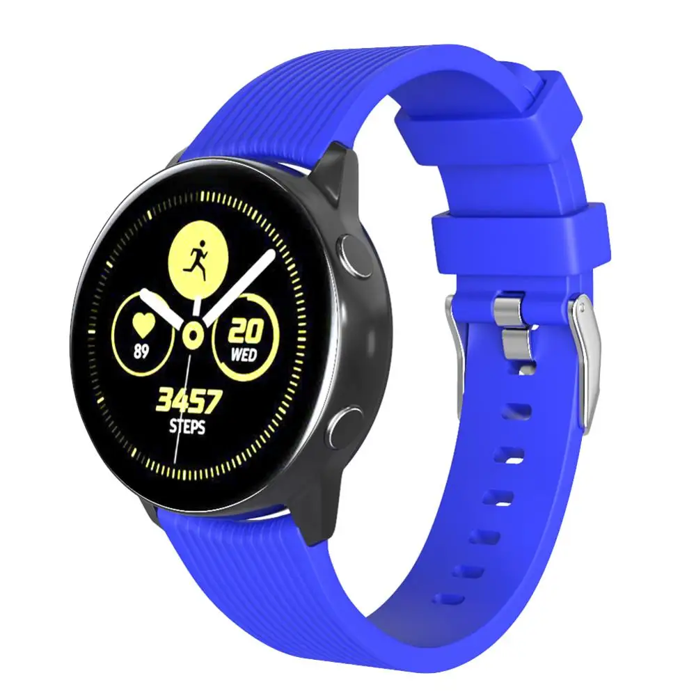 Регулируемый сменный ремешок для наручных часов аксессуары для Galaxy Watch Active полосатый силиконовый ремешок с пряжкой Ремешки для наручных часов