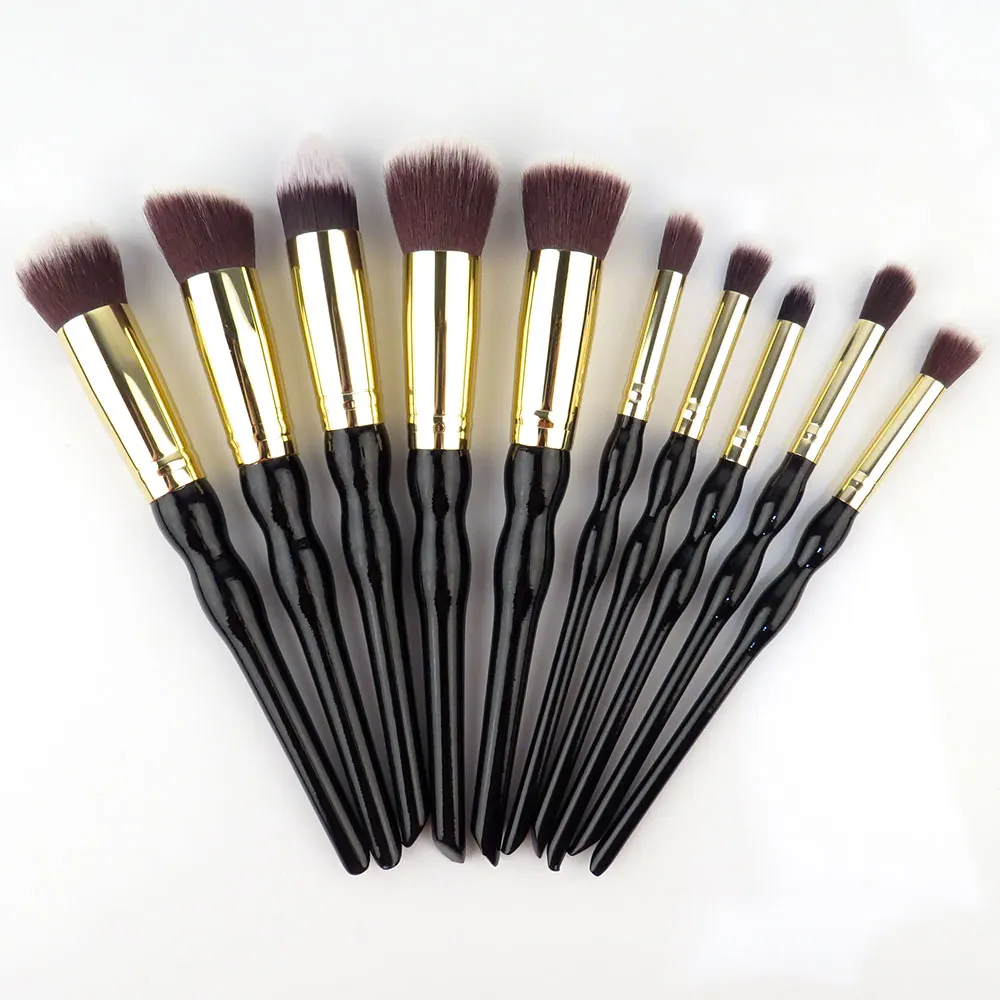 

10Pcs Gourd Shaped Kabuki Brushes Dazzle Glitter Foundation Powder Rainbow Makeup Eyeshadow Blending Brush Kit