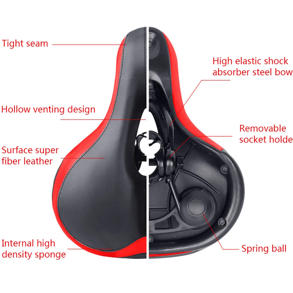Comfort Wide Big Bum Bike Bicycle Gel Cruiser Extra Sporty Soft Pad Saddle Seat Road Mtb Mountain Bike Leather #3O18 (11)