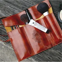 Vintage Leather Makeup Cosmetic Bag Brush Pen Pencil Case Organizer Pouch Empty Bag
