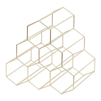 

European Minimalist Golden Wine Rack Creative Iron Craft Hollow Honeycomb Wine Storage Rack Home Kitchen Bar Tabletop Decoration