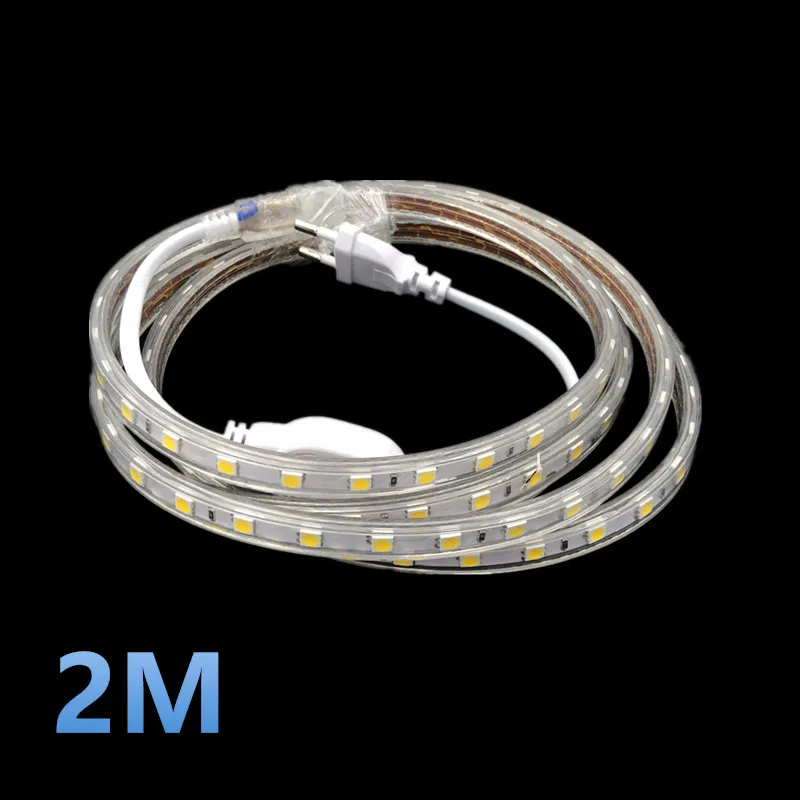 60 Светодиодный s/m 220V 5050 светодиодный водонепроницаемый гибкая лента IP67 включает