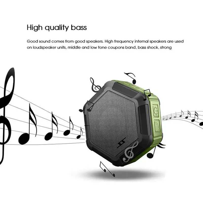 

TRANSCTEGO Outdoor waterproof bluetooth speakers audio portable soundbar mini Stereo subwoofer sound box IPX65 Support card