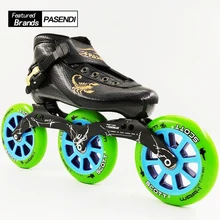 Скоростные коньки, профессиональная обувь для катания на роликах, 125, большие круглые 3 колесики роликовых коньков, женские и мужские ботинки, Черные Детские/взрослые ботинки для катания на коньках