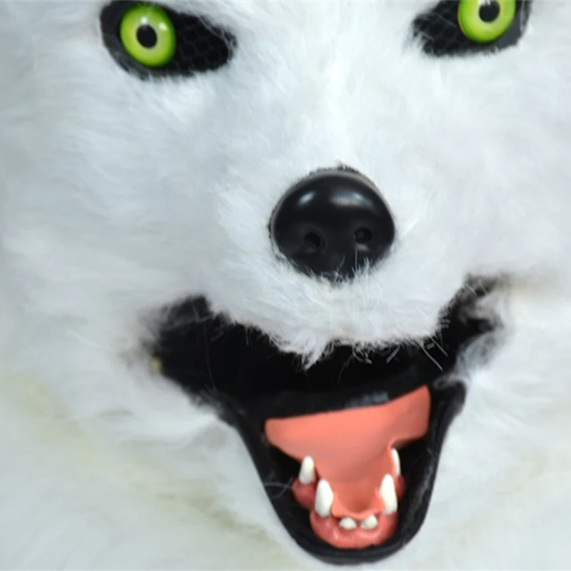 Забавные пушистые маски для рта на Хэллоуин с изображением белой лисы, вечерние