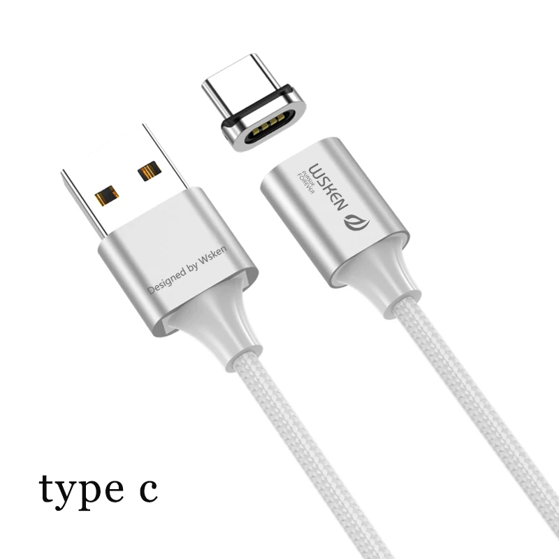 WSKEN X2 магнитное зарядное устройство для iPhone XS XR Micro usb type C кабель 3A Быстрая зарядка для samsung S9 S8 Note 9 USB-C адаптер для телефона - Цвет: type c with 1 plug