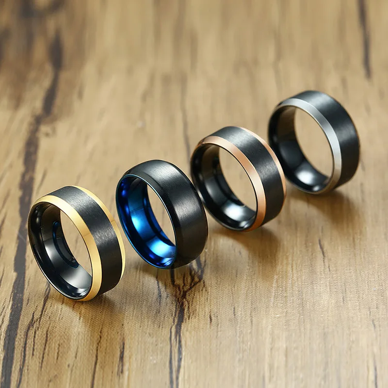 Fashion Black Gold Silver Color Stainless Steel Finger Rings For Mans and Boy Friendship Men Ring Simple Jewelry Ring Male