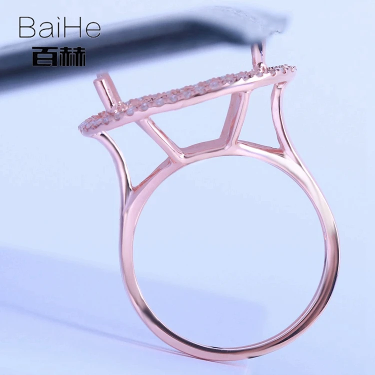 BAIHE Solid 14 K розовое золото(AU585) сертифицированное овальное ограненное обручальное женское милое/романтичное изысканное ювелирное элегантное уникальное полукольцо