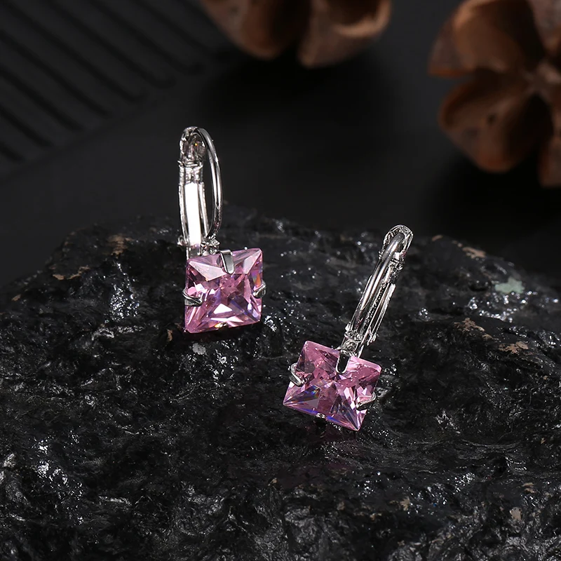 CARSINEL 5 цветов модные серебряные квадратные серьги-кольца розовые серьги с кристаллом из циркона для женщин Chea заводская цена