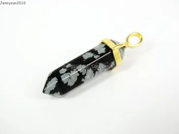 

Natural Snow Flake Gems Stones Hexagonal Pointed Healing Reiki Chakra Gold Pendant Beads Necklace Earrings Jewelry 10Pcs/Pack