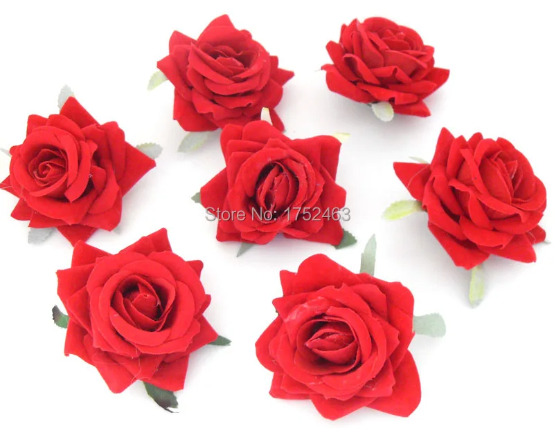 Por Artificial Red Roses Lots 10 Artificial Red Rose Flocking Silk Flower Heads 6 8 Cm Bridal Wedding