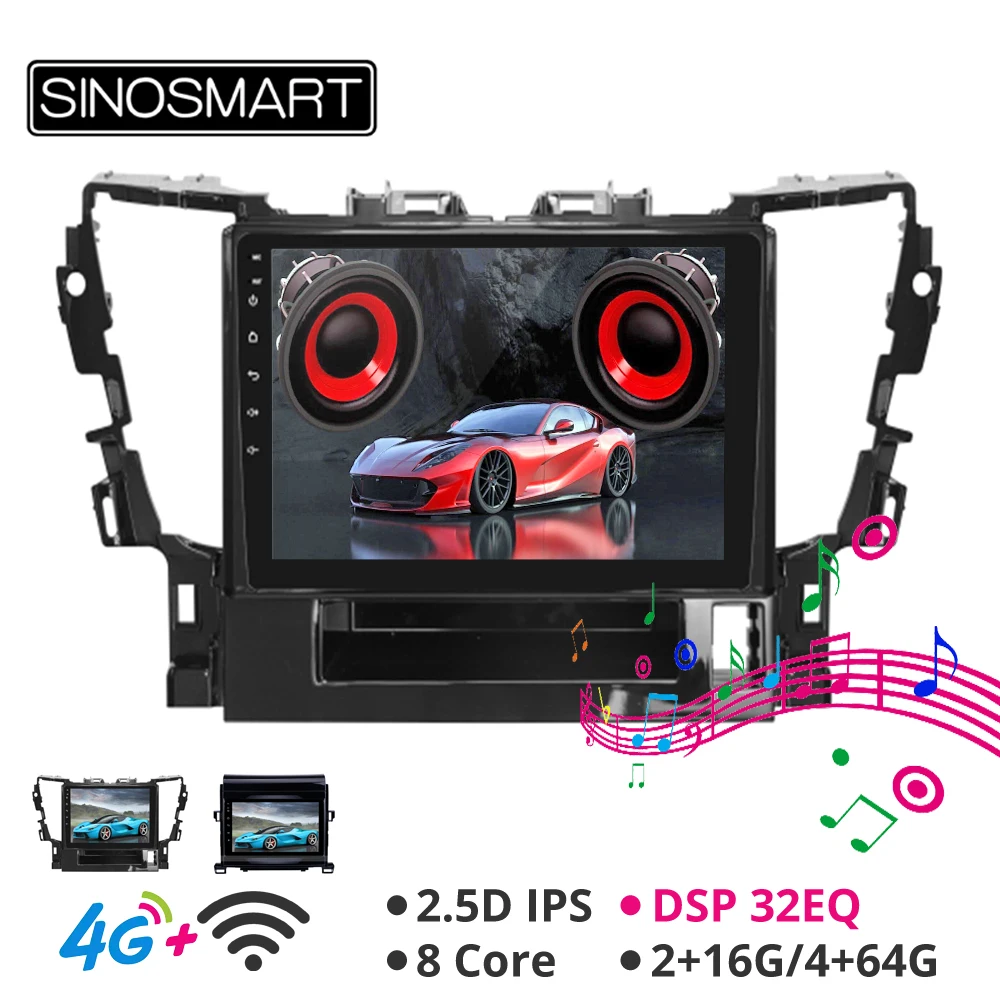 

Sinosmart Android 8.1 Car for Toyota Alphard 20 series 2010-2015 GPS Navigation Radio 2din 2.5D IPS/QLED Screen