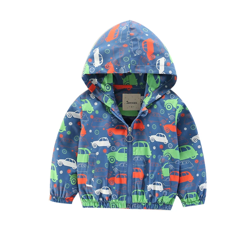 

2-7Y Coat for kid Summer car pattern Kids Jacket Boys Outerwear Coats Active outdoor Boy Windbreaker Baby Children Clothes