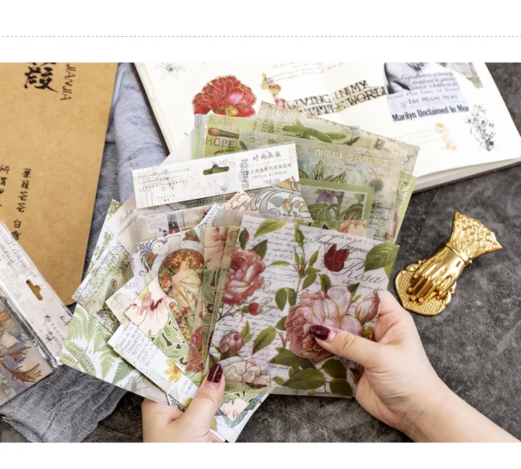 Lote Kawaii Papelaria Adesivos Retro Bronzing Série Diário Decorativos Mobile Scrapbooking Faça Você Mesmo Artesanato 12 Set - 12 Material escolar e de escritório