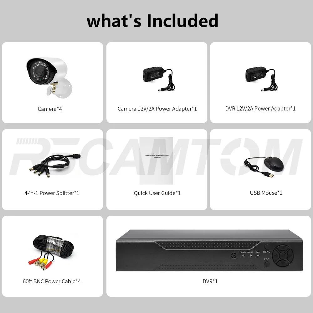 4CH 1.0MP AHD DVR CCTV Camera System 720P Home Security Video MonitorIndoor Outdoor Cameras  Surveillance Kit IR Night Vision (19)