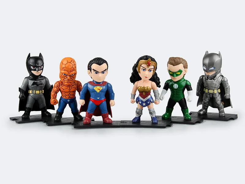 6 шт./компл. DC Justice League Super Hero статуя Бэтмен Супермен Чудо Женщина Вещь Зеленый