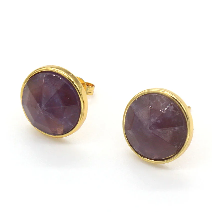 Крафт-бусины популярный золотистый цвет пурпурный камень аметист опал секция серьги гвоздики для женщин зеленая бирюза ювелирные изделия
