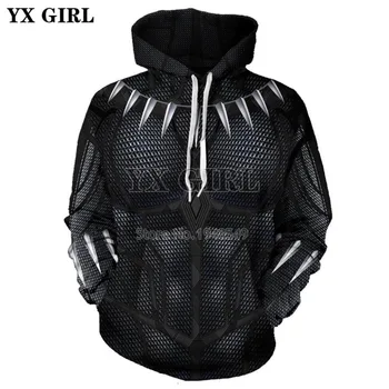 

YX GIRL Black Panther Pullover 3D Hoodie 2018 New Fashion Hooded Sweatshirt Character playing Print 3d Men Women Hoodie