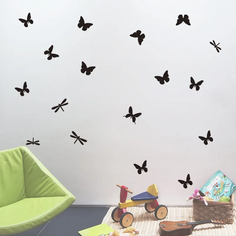 14 Pz/Set Cartoon Farfalle Libellula Adesivi Murali Per Bambini Camera Dei Bambini Arte Murale Armadio Frigorifero Decorazione Adesivi Murali In Vinil