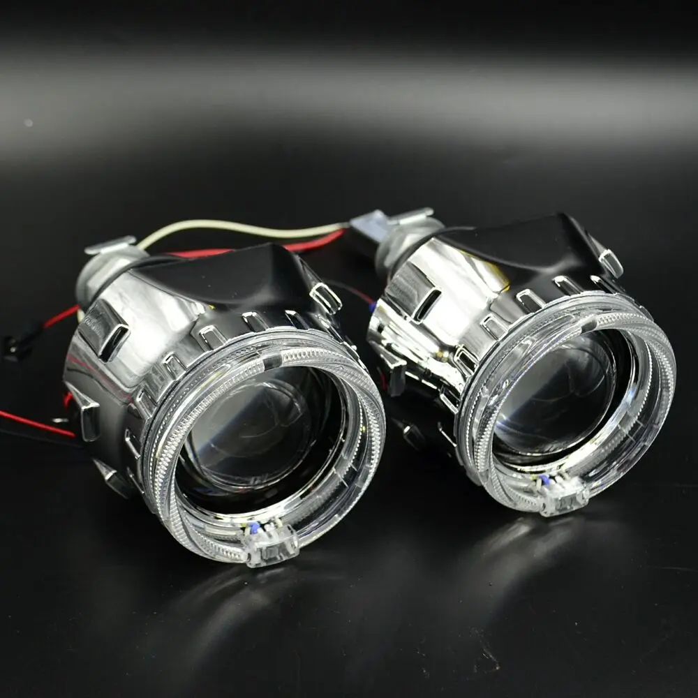 2,5 дюймовые мини линзы проектора bi xenon подходят для H1 H4 H7 автомобильные фары комплект для сборки мотоцикла - Цвет: with eyes shrouds