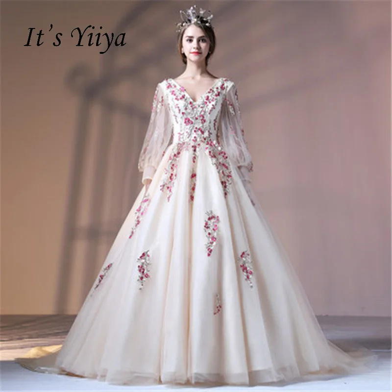 Это Yiiya v-образным вырезом Иллюзия Цветочный Тюль Цветок спинки кружево до элегантное вечернее платье длина до пола Вечерние платья LX044