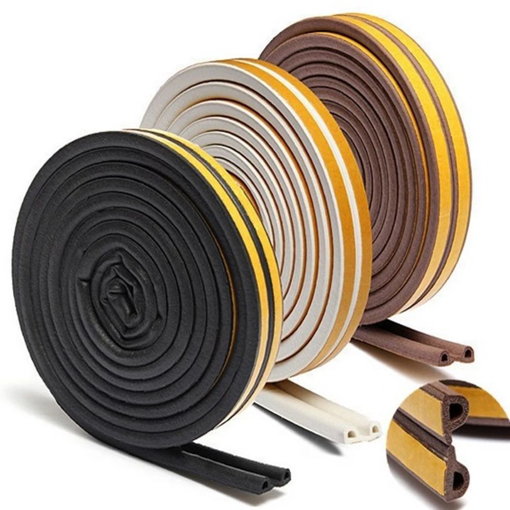 

5M/10M D Type Self Adhesive Seal Foam Strips Draught Excluder Self Adhesive Window Door Seal Strip for Home Decoration