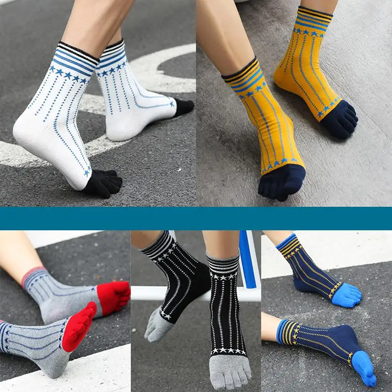 

Summer Five Finger Socks Cotton Boat Toe Socks Men Thin Colorful Socks 5 Pairs