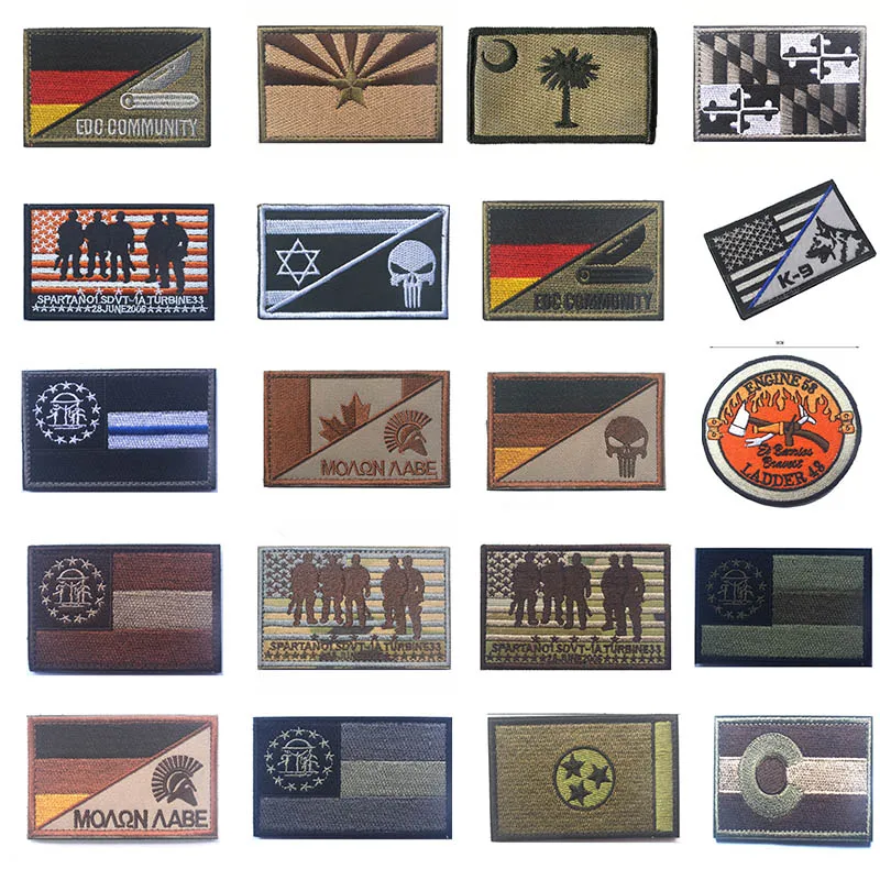 

Variety 100% Embroidered Armbands US Flags Double-sided Fabrics Florida Arizona Epaulette Pin Badge Patch Badges Patches