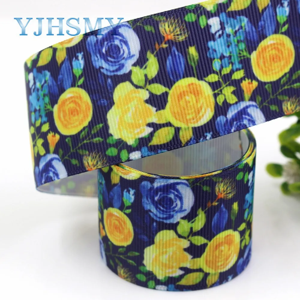 YJHSMY I 19330 838 38 мм 10 ярдов Цветок термопечать ленты grosgrain Бант колпачок DIY аксессуары