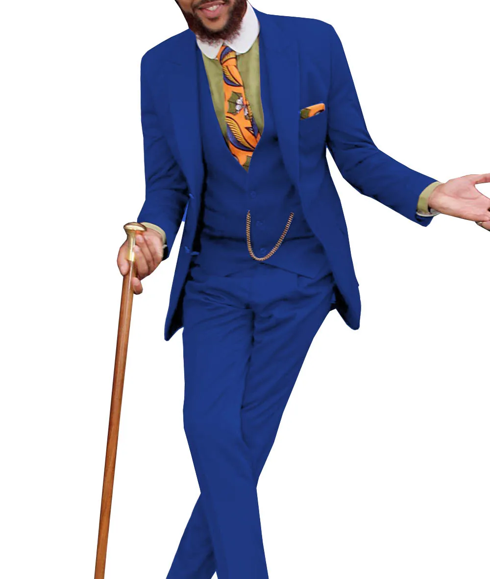 Men's Classic Design Suits 3 Pieces Formal Notch Lapel Solid Business Groom Tuxedos Solid For Wedding(Blazer+Vest+Pants)